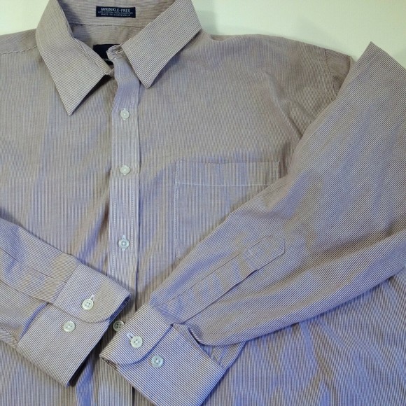 615 Wrinkle Free Brand Long Sleeve Purple/Plum Striped Dress Shirt Sz 17.5 34/35 - Picture 8 of 12